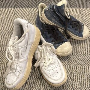 Kids White and Blue Sneakers